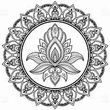 Henna Lotus Mandala Coloring Pages Drawing Pattern Flower Circular Indien Mandalas Tattoo Mehndi Para Shutterstock sketch template