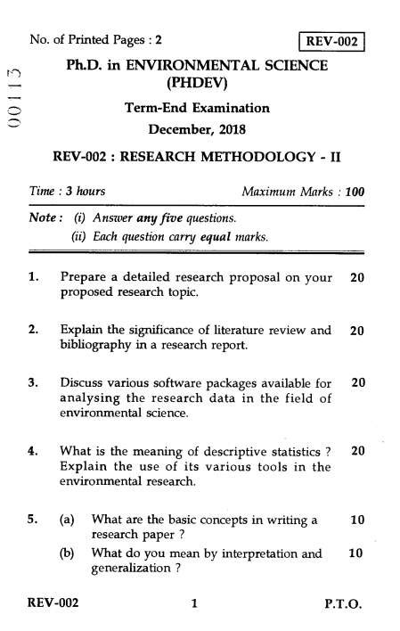 ignou rev  research methodology ii question paper   eduvark