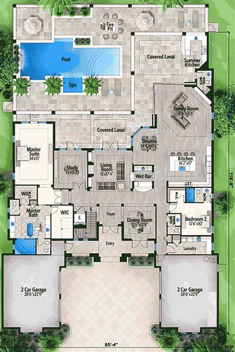 bedroom florida house plan bw st floor master suite butler walk