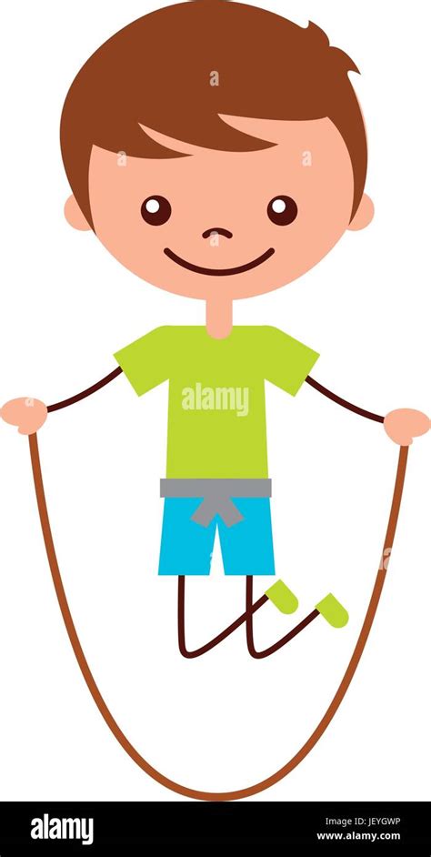 cute boy jumping rope character  res stock photography  images alamy