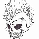Skull Punk Rock Drawing Draw sketch template