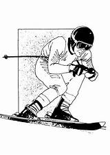 Kleurplaat Skieen Kleurplaten Skifahren Skiing Coloriage Olympique sketch template