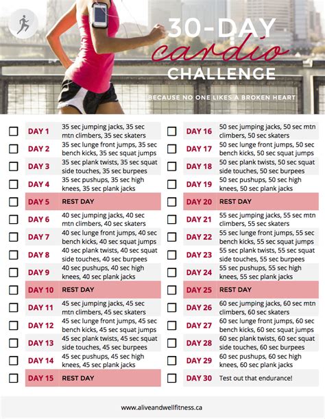30 day cardio challenge alive and well personal training