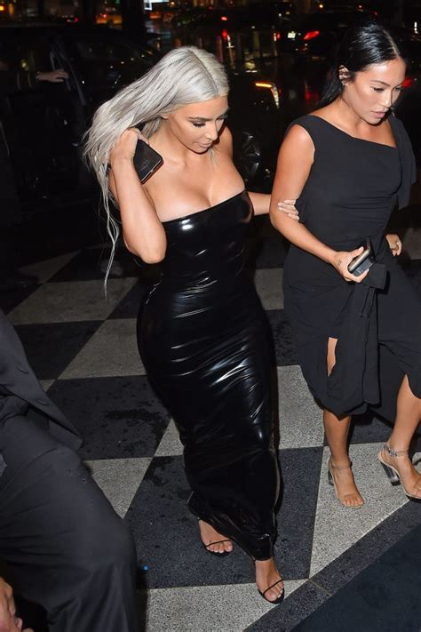 kim kardashian wears sexy for the evening in platinum blonde hair