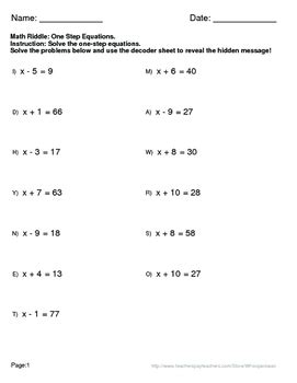 math riddle  step equations addition subtraction  whooperswan