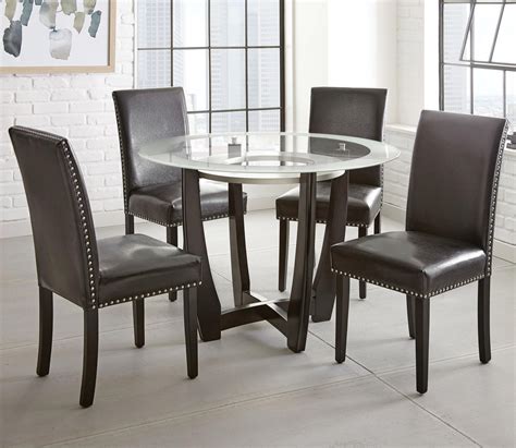 Steve Silver Verano 5pc Contemporary 45 Round Glass Top Dining Table