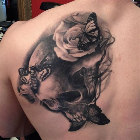 skull roses butterflies tattoo  gregoriokun  deviantart