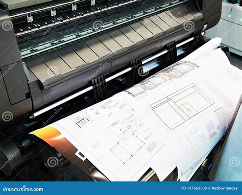 large format printer  building plans stock image image  press