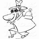 Spy Cartoon Coloring Sneaky Pages Bomb Carrying Back Vector Outlined Behind His Leishman Ron Color Template Royalty sketch template
