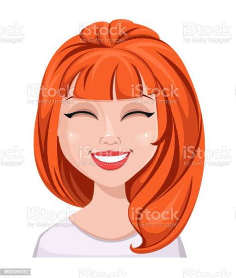 Facial Expression Of A Redhead Woman Laughing Stock Illustration