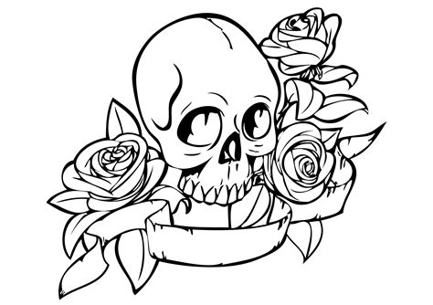 skull rose coloring pages coloring pages