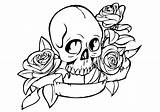 Skull Coloring Pages Roses Skulls Flowers Rose Sugar Drawing Easy Cool Outline Skeleton Printable Crosses Print Drawings Calavera Flames Deer sketch template