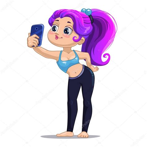 cartoon girl selfie girl stock vectors free illustrations
