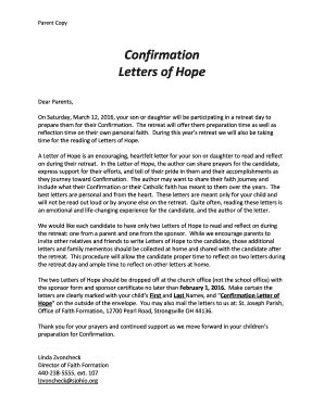 sample confirmation retreat letter  child background