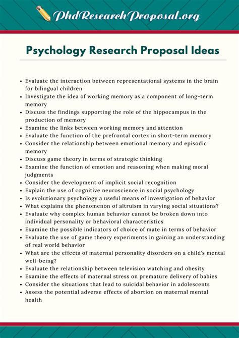 psychology research proposal ideas  phd research proposal topics issuu