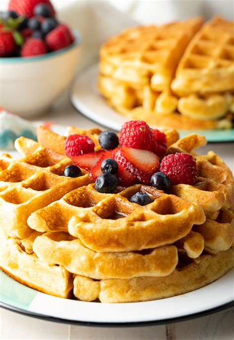 simple easy waffle recipe fluffycrispy waffles  spicy perspective