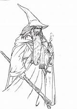 Gandalf Drawings Drawing Hobbit Lord Rings Wizards Colouring Fellowship Tolkien Ring Abc Pilgrim Appears sketch template