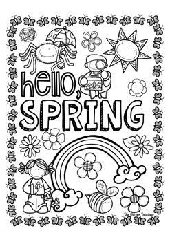 spring coloring page  glitter teacher tpt
