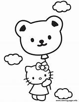 Kitty Coloring Bear Hello Teddy Pages Balloon Sky Printable Book Color Popular Library Clipart sketch template