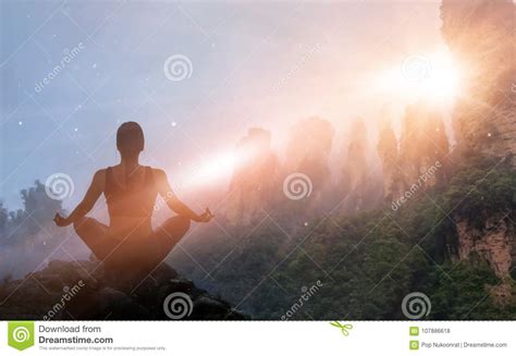 yoga sunset stock    royalty