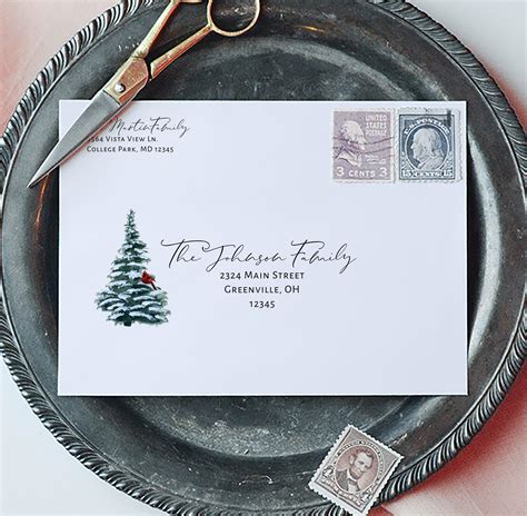 christmas envelope template winter wedding envelope address etsy