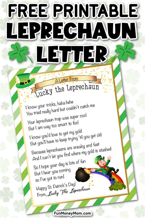 printable leprechaun letter lucky  leprechaun leprechaun fun