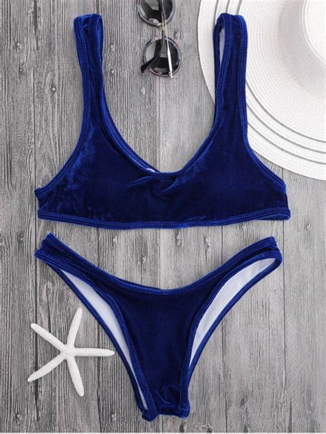 velvet bralette scoop bikini set royal blue s pinterest design