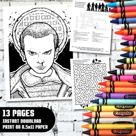stranger  coloring activity printable pages etsy