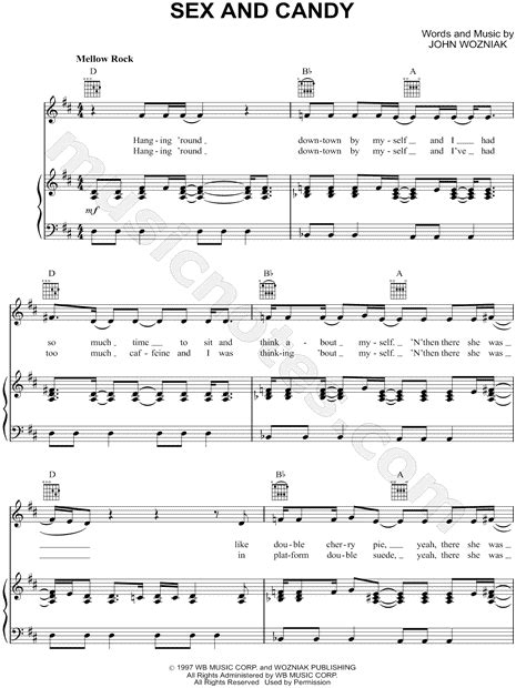 marcy playground sex and candy sheet music in d major