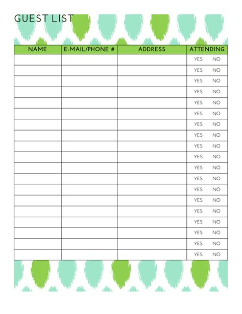 party guest list printable craftivity designs