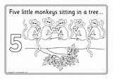 Monkeys Little Five Colouring Sheets Preview Rhyme Sparklebox Related Items sketch template