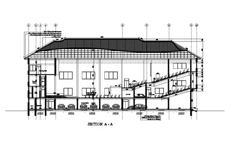 front section view  xm church plan     autocad