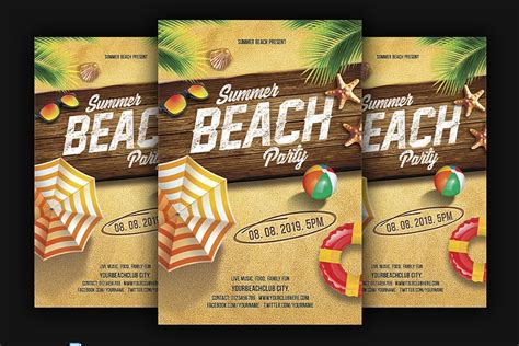 Pool Party Beach Party Flyer Creative Photoshop