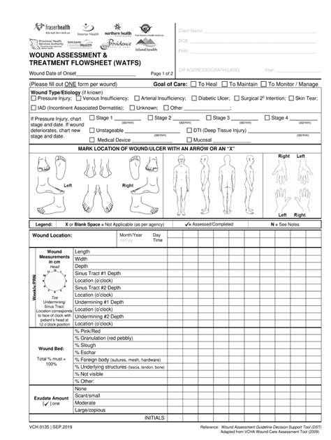printable wound assessment form printable forms