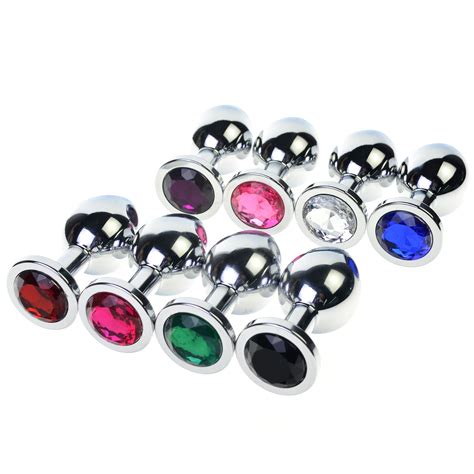 Beginner Plug Anal Stainless Steel Jeweled Butt Suction Cup 3 Size S M