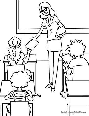 classroom scenes coloring pages teacher distributing sheets