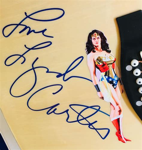 Lynda Carter Signed Wonder Woman Full Size Huntington Acoustic Guitar