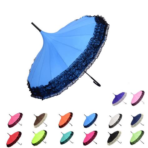 pcs pagoda umbrella anti uv parasol sunproof lace trim  hook handlepagoda umbrella
