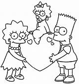 Bart Dibujos Maggie Hermanas Caricaturas Valention Valentin Dibujode Animados Rellenar Enamorada sketch template
