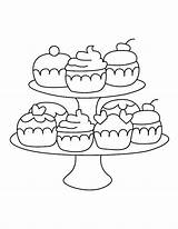 Cupcake Stand Coloring Drawing Line Lemonade Getdrawings sketch template