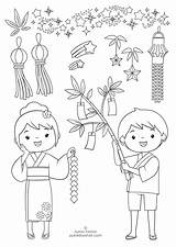 Japan Tanabata Colouring Ayeletkeshet Ayelet Keshet Printable Bookmark sketch template