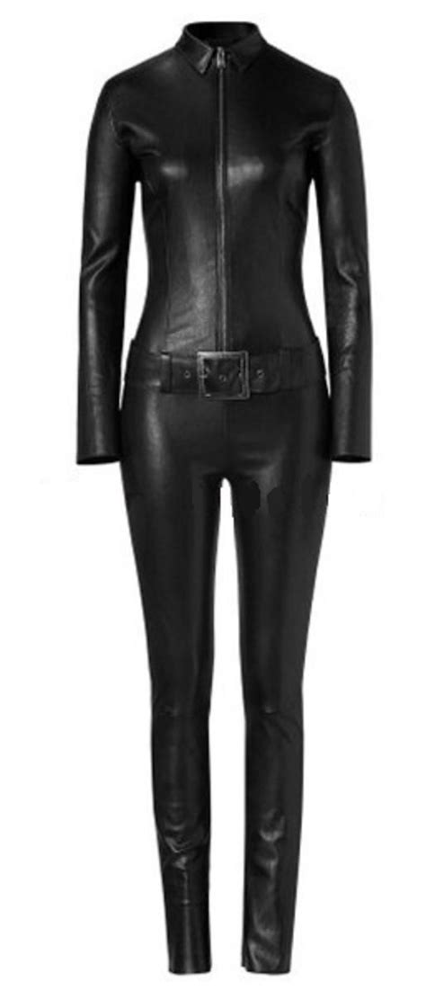 black leather catsuit leather pants women leather catsuit leather