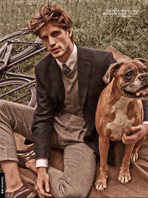 cool pose  dog pic country mens fashion man  dog editorial fashion