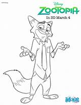 Zootopia Nick Fox Coloring Wild Pages Color Print Online Disney Hellokids sketch template