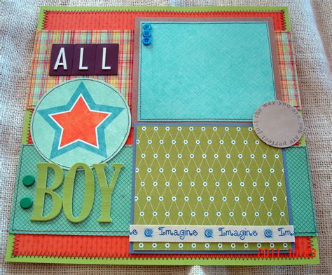 scrapbooking  phyllis premade  scrapbook layout pages  boy