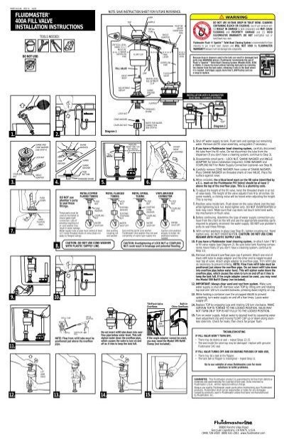 fluidmaster  fill valve installation instructions