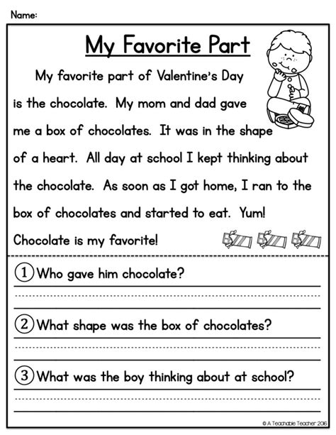 valentines day reading comprehension  teachable teacher