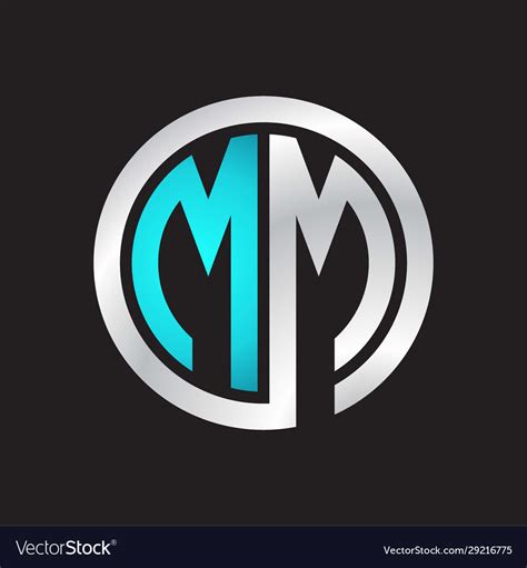 mm initial logo linked circle monogram royalty  vector