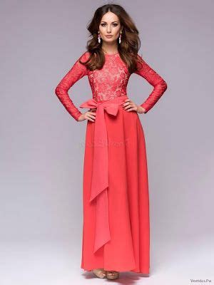 vestidos de color coral largos lace bodycon dress long sleeve dresses chic maxi dresses