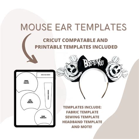 mouse ear templates printable  cricut compatible  templates included